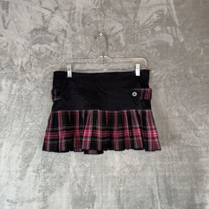 Vintage Candies Y2K Mini Plaid Skirt Size 9 Pink Black Pleated Punk Goth Rock